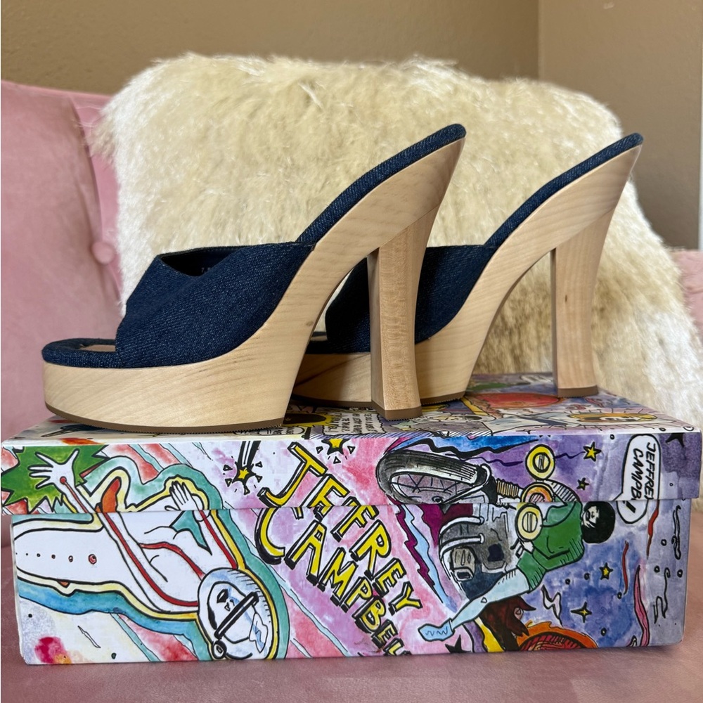 Jeffrey Campbell Denim Blue Platform Slide Heels worn once only! - Picture 5 of 10